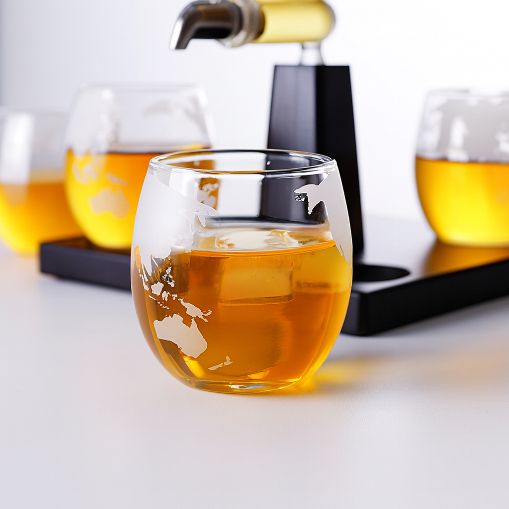 Glass Sailing Wine Bottle Set
